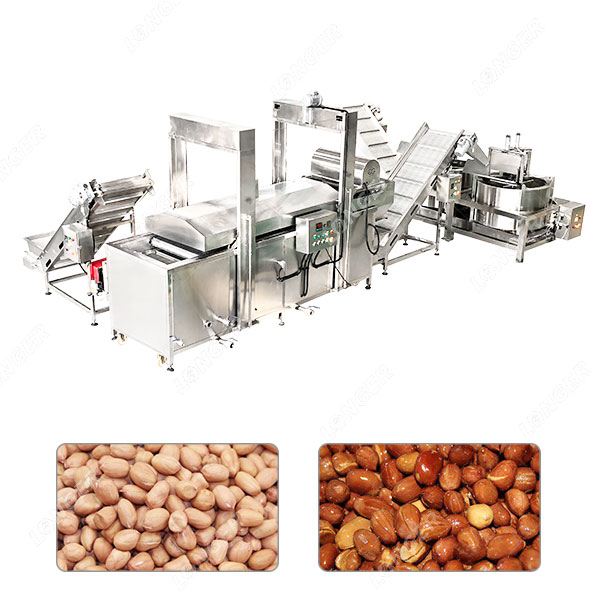 Linha de máquinas de fritura automática de amendoim de 400 kg/h