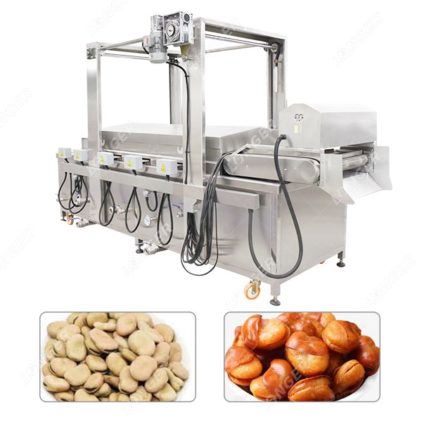 Máquina de fritura contínua de feijão 500KG a gás e elétrica