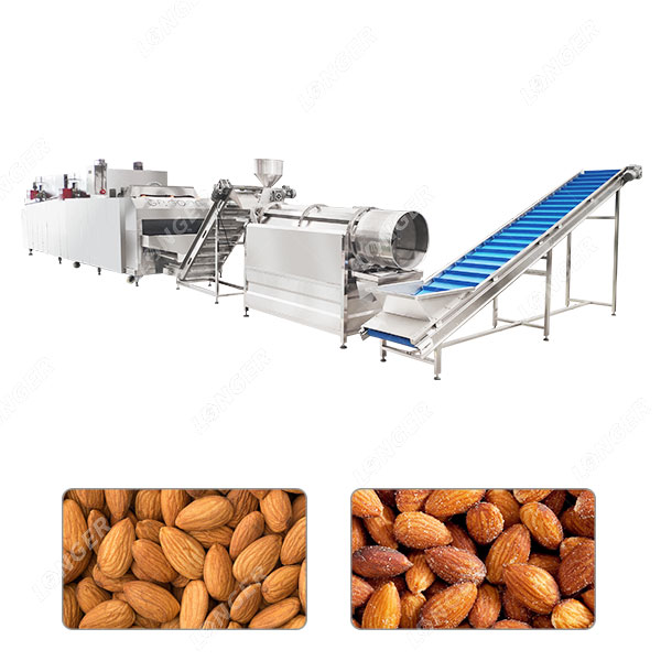 Linha de produção automática de torrefação de amêndoas