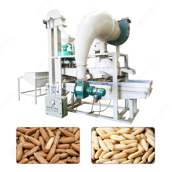 Linha de classificação e descascamento de pinhões 100-150 kg/h